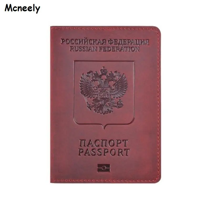 Wine Red 02 Высокое качество Натуральная кожа Обложка для паспорта для России твердый ID& кредитный держатель для карт в деловом стиле, для паспорта чехол унисекс Дорожный Чехол - Цвет: Wine Red 02