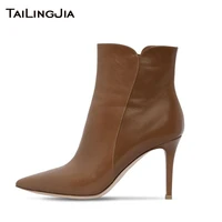 9 cm low heel women high quality zipper woman shoes pointed toe winter ankle boots ladies short boots simple handmade shoes 2019