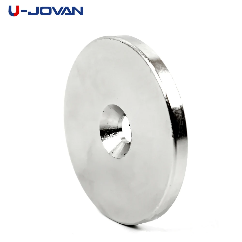 U JOVAN 1 шт. 50x5 отверстие 6 мм N35 Сильный Неодимовый магнит с потайным кольцом