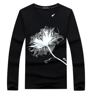 BINYUXD весенне-Осенняя распродажа, новинка, модная повседневная мужская футболка из чистого хлопка с круглым вырезом и длинным рукавом, футболки, размеры