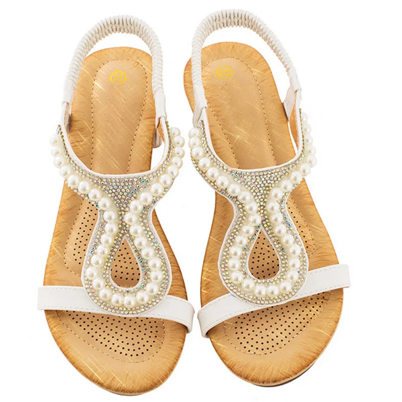 

Wedge sandals women fashion pearls summer shoes woman