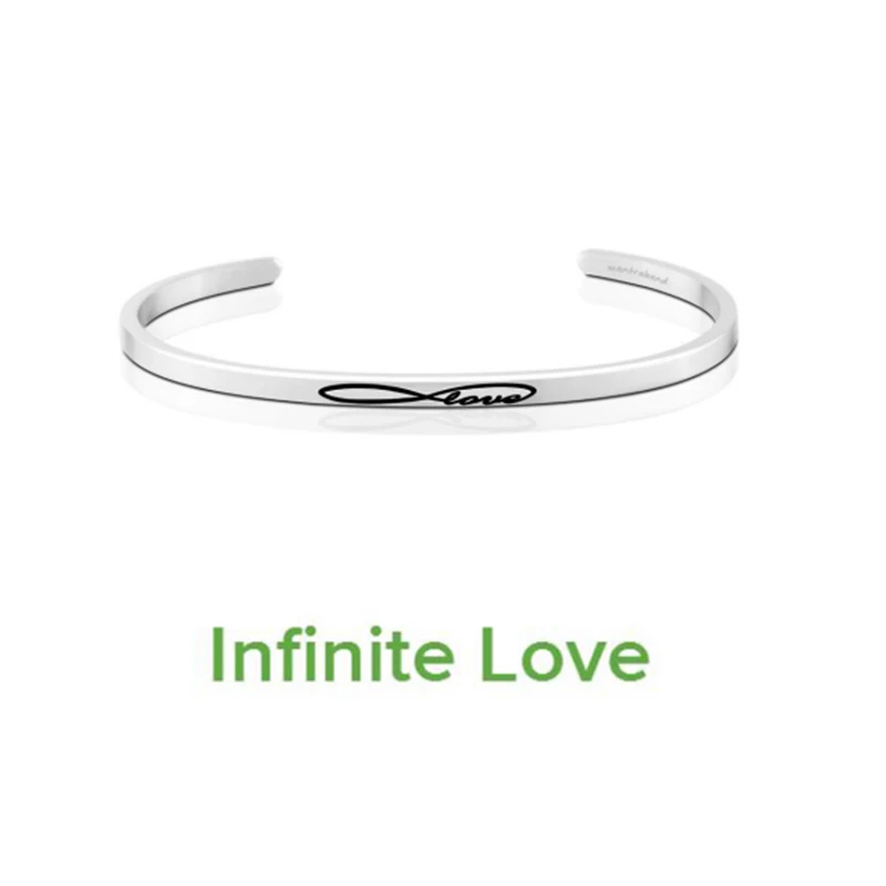 Серебряный/Золотой нежный Браслет манжета с надписью Бесконечная любовь