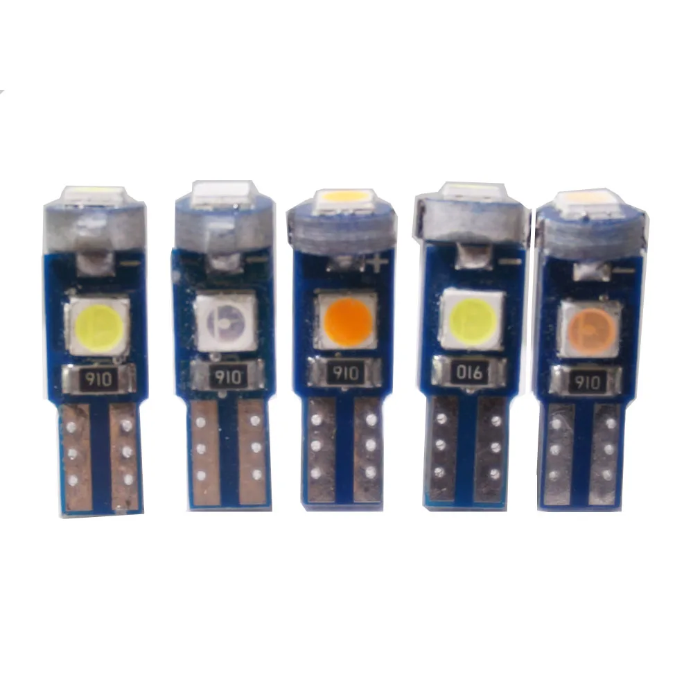 5 шт супер яркий T5 W1.2W 27 74 86 206 3 SMD 3030 светодиодный салона авто клина стороны