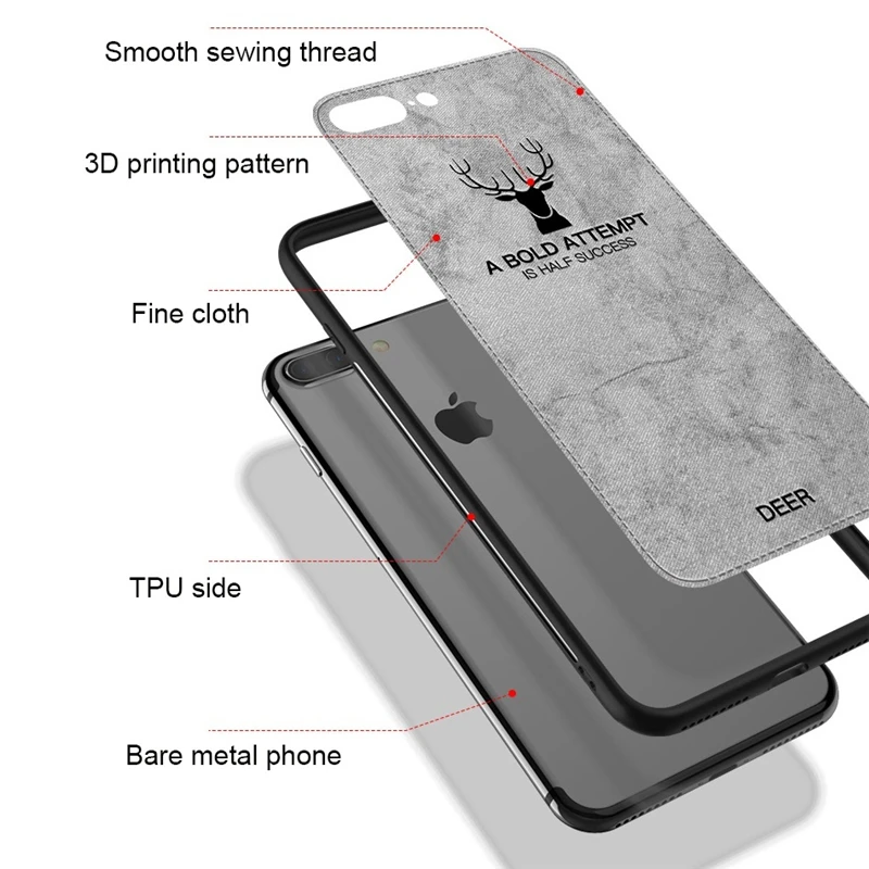 Чехол из ТПУ с тканевой текстурой и оленем в стиле ретро для Iphone X XS MAX 7 8
