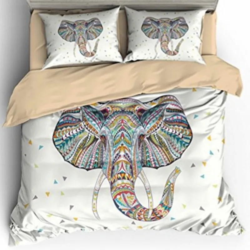 

Fanaijia Elephant Bedding Set Bohemian Print Duvet Cover set with pillowcase 3pcs Design US Queen King Bed best gift bedline