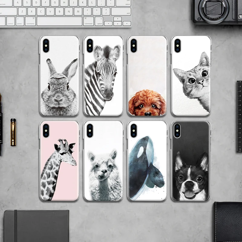 Милый животный жираф кролик Зебра задняя чехол для Iphone 4 4S 5 5S SE 6 S 7 8 Plus X Жесткий ПК