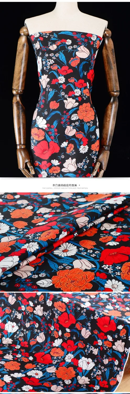 100% Pure mulberry Silk Fabric Flower Garden small stretch of heavy silk fabric 25MUMI Shirt Dressmaking 5 yards C370 | Дом и сад