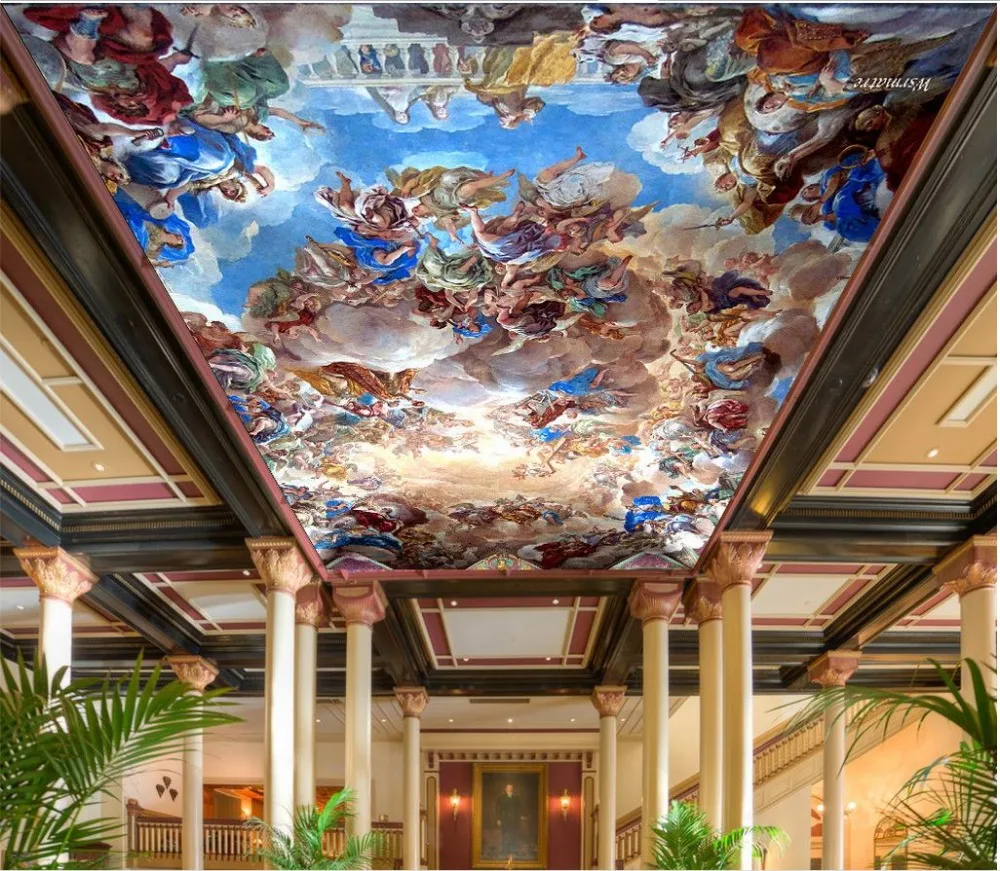 Европейская классическая живопись Ангел потолок Френки на заказ 3d Роспись