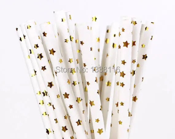 25 шт. Экологичные фольга серебро/золото бумага соломинки для свадебной вечеринки
