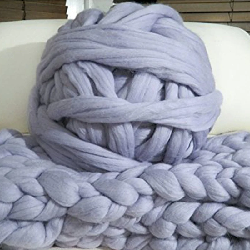 ZENGIA 1000g/Ball Super Thick Yarn Soft Merino Wool Yarns Large Chunky Yarn Bulky Arm Roving Knitting Blanket Spinning Yarn Wool