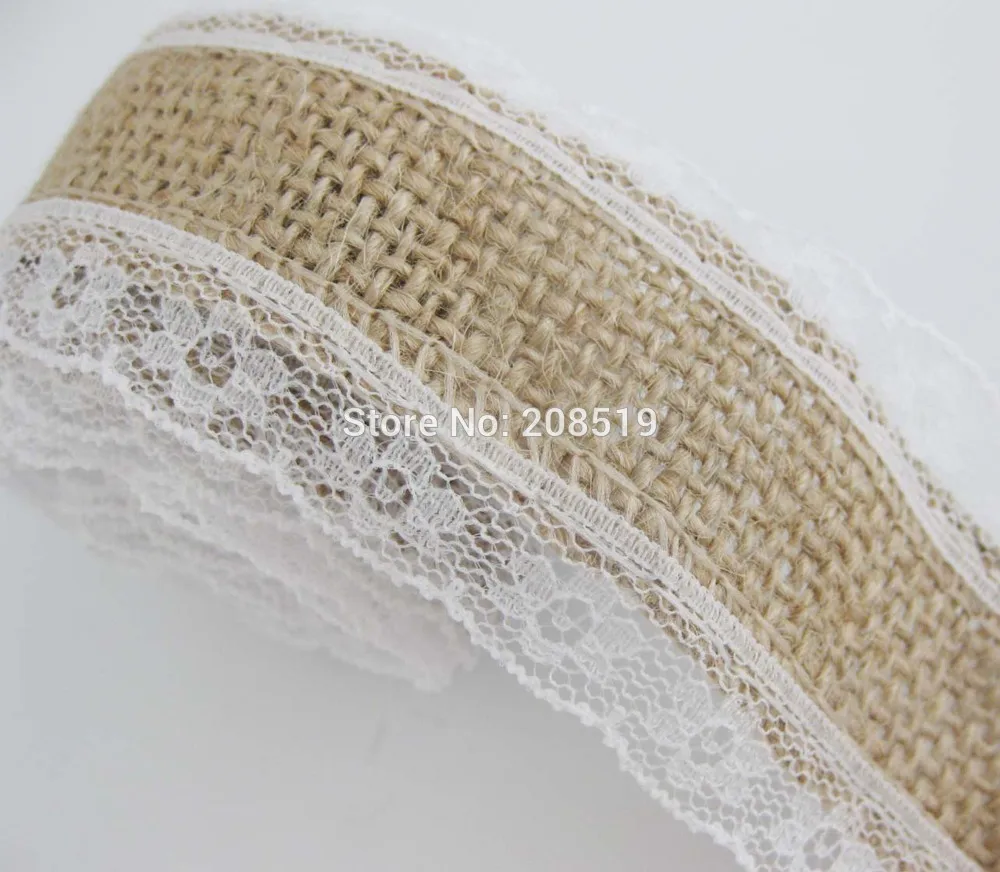 CR0013 4 см ширина мешковины лента с белой кружевной отделкой 2 meter/pack винтажное