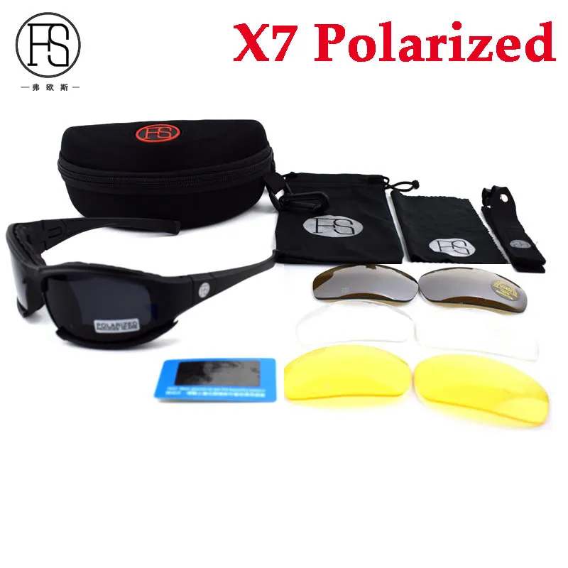 Polarized X7 Поляризационные тактические очки X7 C5 армейские солнцезащитные очки военные очки для стрельбы 4 линзы комплект походные кемпинговые очки - Цвет: Polarized X7
