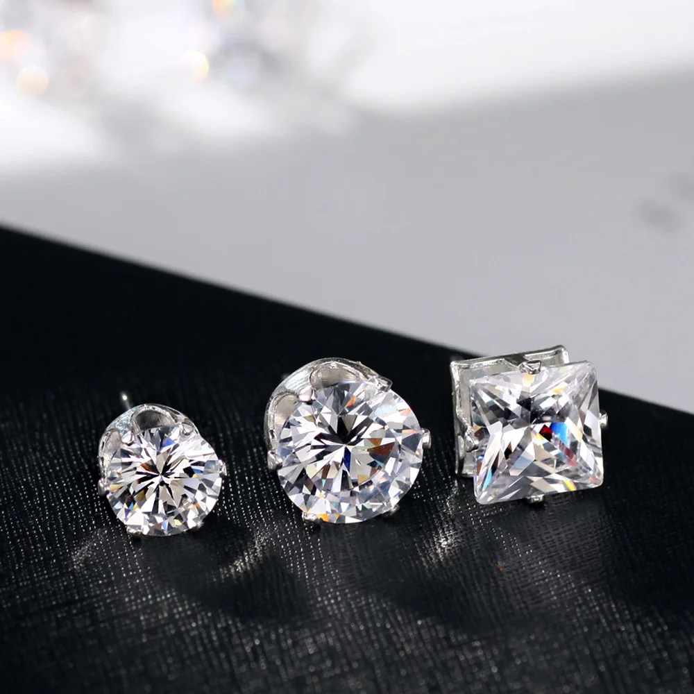 Серьги-гвоздики Neoglory стразы маленькие белые для женщин подростковые девушки