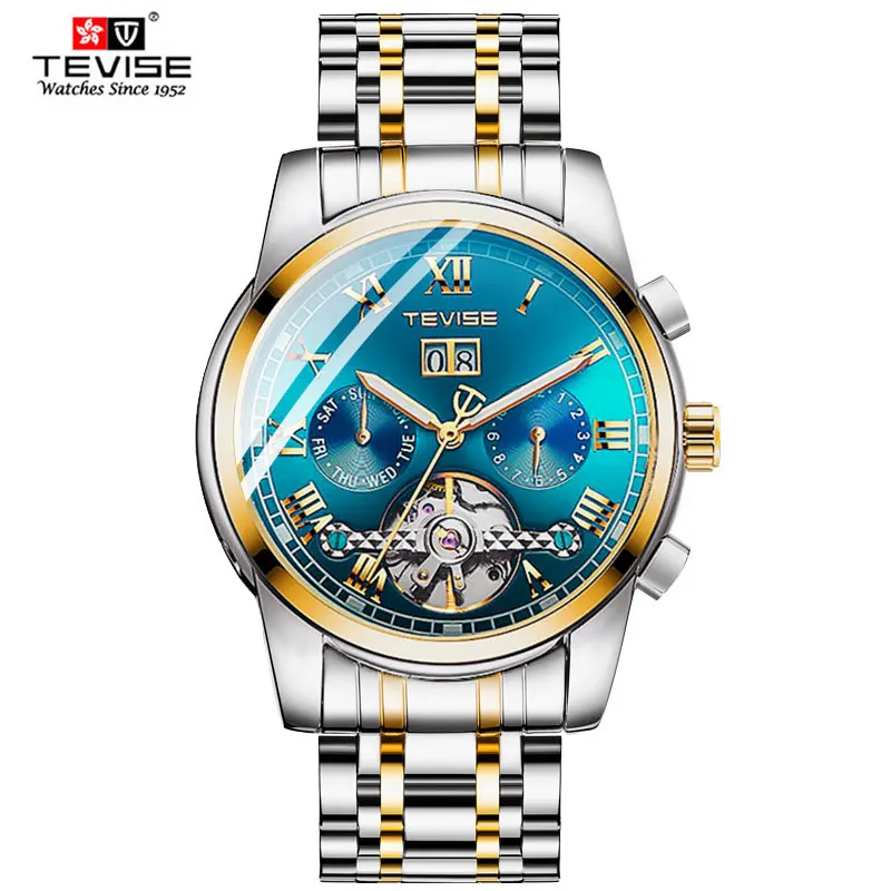 

TEVISE Men Watch Stainless steel Tourbillon Calendar Automatic Mechanical Wristwatch Watch Men Relogio Masculino Reloj Hombre