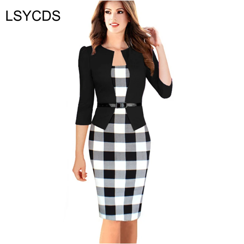 Женское летнее элегантное платье-футляр с рукавом три четверти Лоскутная Одежда