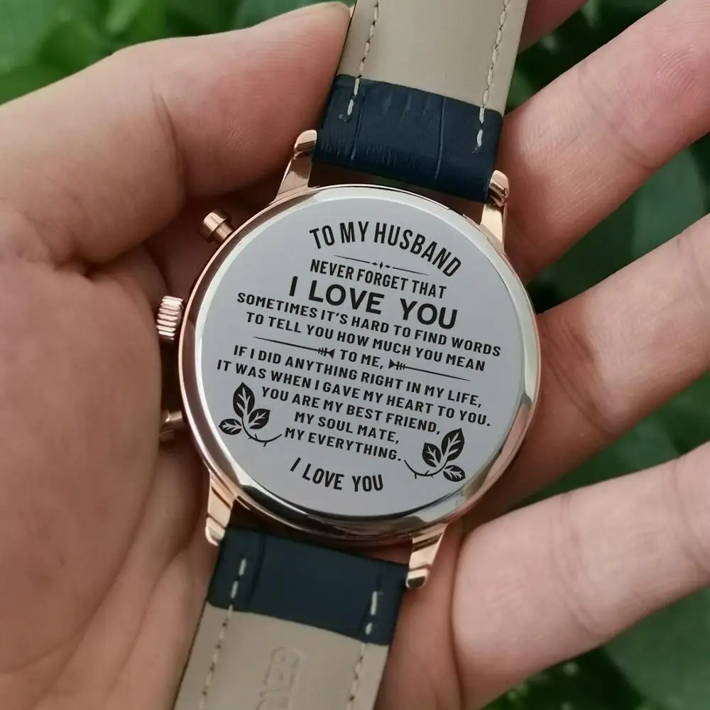 K4400-4 с гравировкой для моего мужчины часы Роскошные модные кожаные мужские часы Стальные часы мужские 30 м водонепроницаемые деловые часы для отдыха подарок