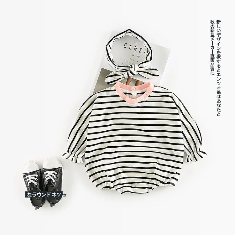 2018 Autumn New Arrival cotton Cute Stripe climbing pp bodysuit with Harbin Dispensing Belt for cute sweet baby girls and boys | Мать и