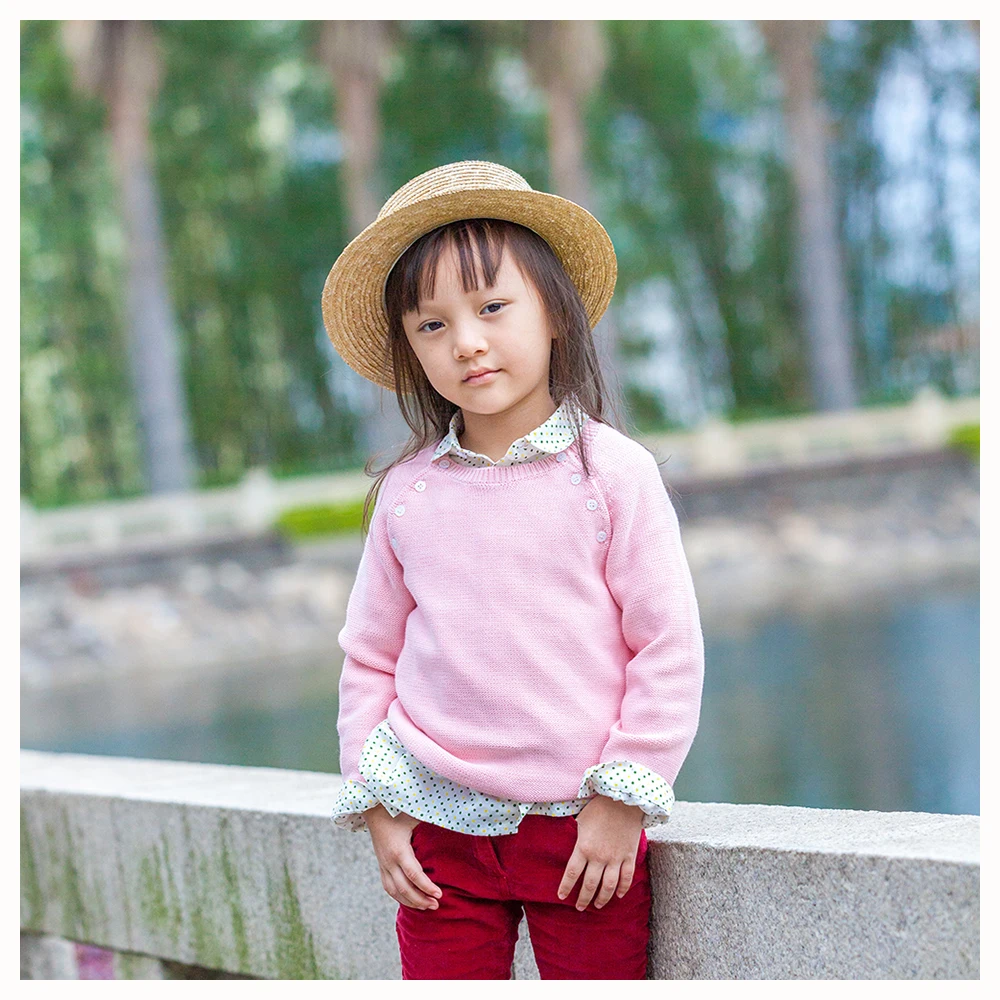 Детская вязаная одежда из хлопка для девочек трикотаж розовый желтый дети