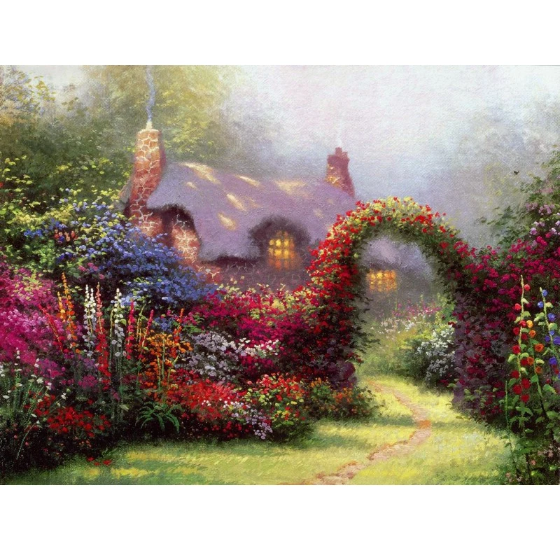 

Алмазная картина для рукоделия, алмазная картина, круглые стразы, наклейка для вышивки крестиком, свадебный цветок, стена, красивый сад 40x30 с...