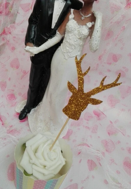 Золотые ковбойские блестящие топперы для кексов oxhead детского дня невесты на день