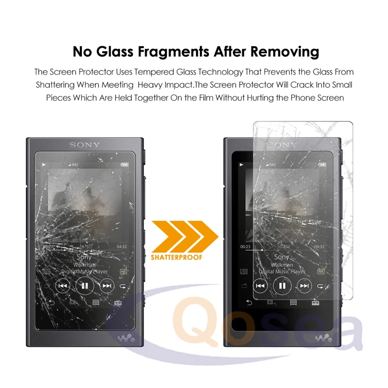 Защитное стекло Qosea 9H для Sony Walkman сверхпрозрачное закаленное 2 упаковки Защита
