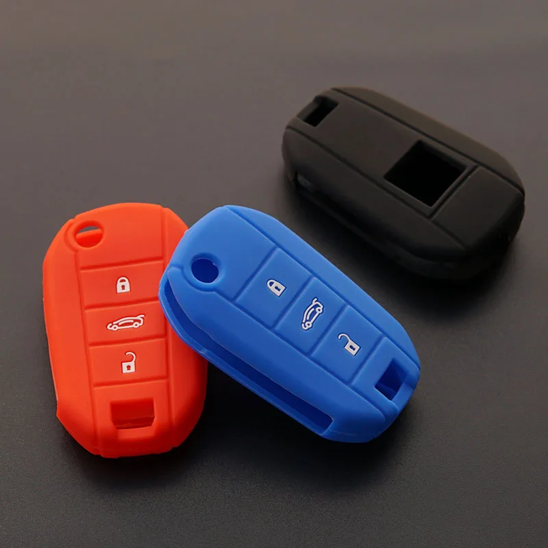 silicone car key fob cover case set shell protect for Peugeot 3008 308 RCZ 508 408 2008 407 307 4008 flip folding remote repair |