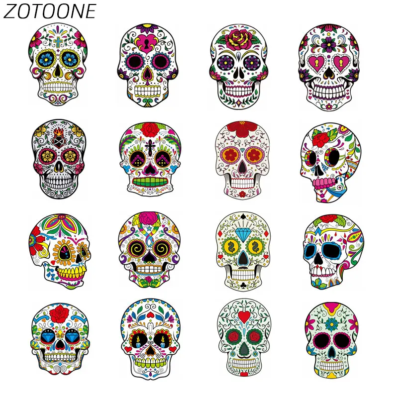 Нашивки ZOTOONE для одежды с изображением сахара черепа термотрансферные нашивки