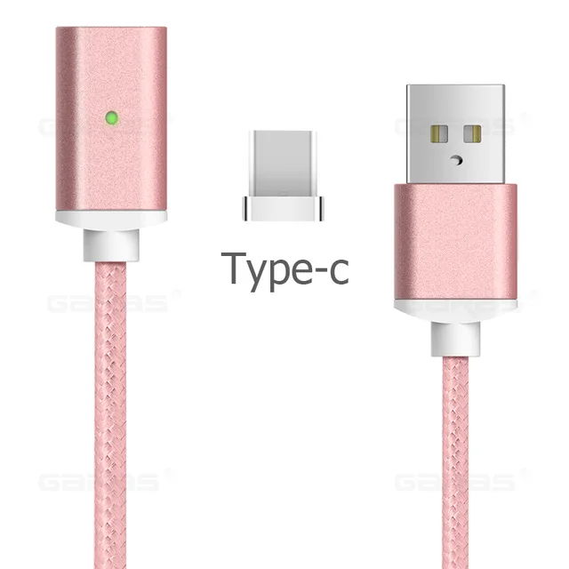 Магнитный кабель usb type C для iPhone samsung type C кабель быстрого зарядного устройства для мобильного телефона Магнитный кабель Micro USB зарядное устройство для передачи данных - Цвет: Rose gold-type c