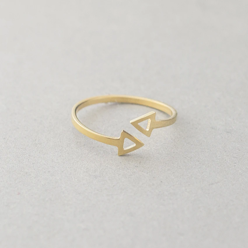 Resizable Double Arrow Ring Minimalism Geometric Triangles Men Jewelry Stainless Steel Aros Punk Anillos Mujer Best Friend Gifts | Украшения