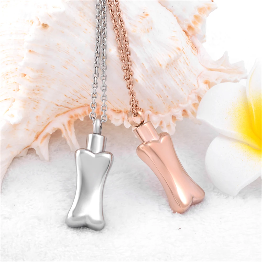 

Lovely Pet Bone Cremation Urn Necklace Memorial Jewelry Stainless steel Ashes Keepsake Urns Locket for Animal