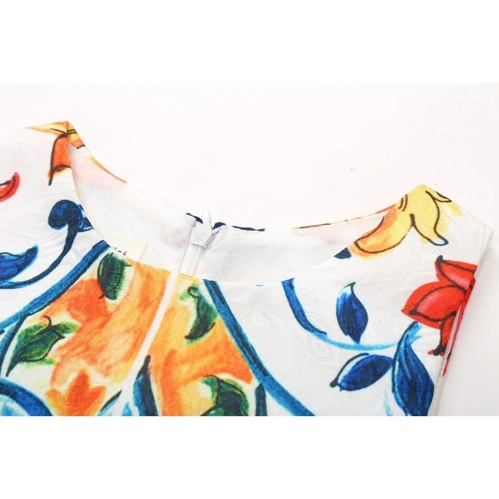 LEQEMAO Summer Girl Kids Dress Sleeveless Children's Clothing Dresses Baby Casual Style Digital Print Colored Vest | Детская одежда