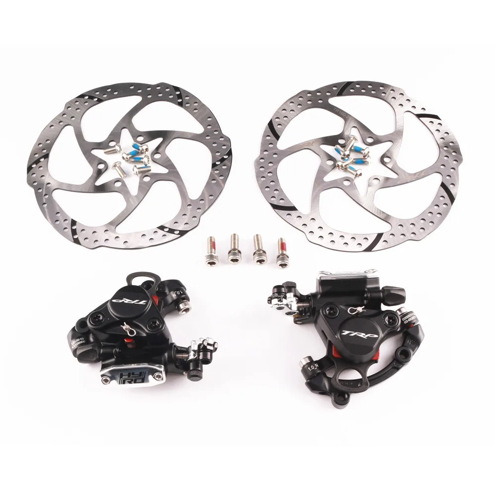 BK a pair with rotor TRP HY/RD Post Mount Cable приводной гидравлический дисковый тормозной суппорт 160 мм w/or w/o ротор передний/задний/комплект HYRD ROAD MTB суппорт - Цвет: BK a pair with rotor