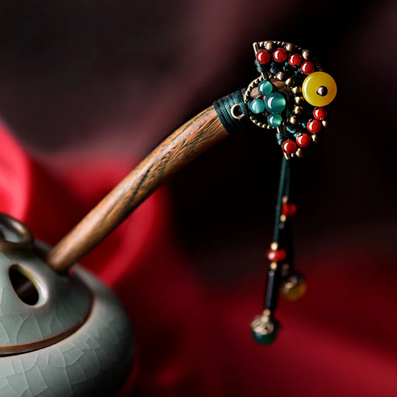 Женские палочки для волос тиара из зеленого сандалового дерева свернутых в