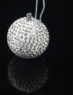 1 х Автомобильное зеркало заднего вида Шарм Кристалл Bling шариковый висячий орнамент Стразы Декор интерьера хрустальный шар счастливый кулон - Название цвета: Белый