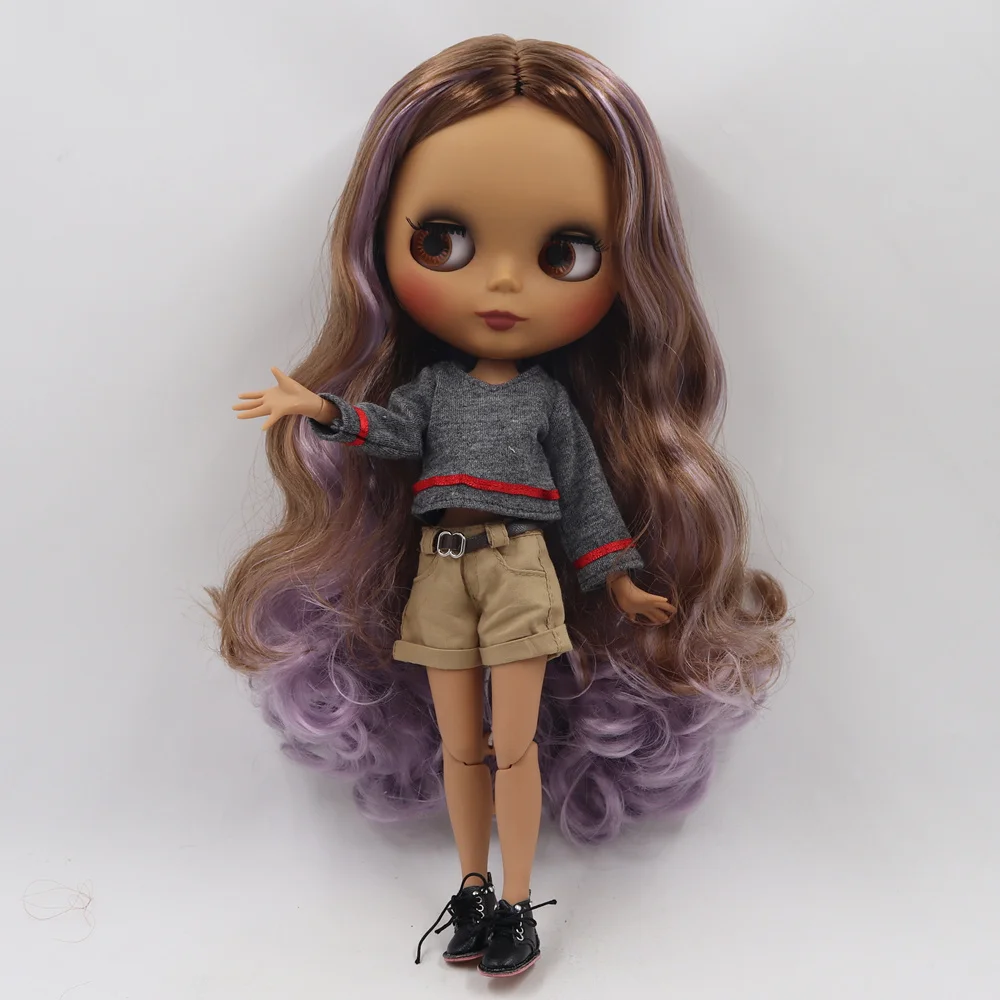 ICY Fortune Days factory blyth кукла темная кожа суставное тело новое матовое лицо коричневый смешанный фиолетовый вьющиеся волосы DIY sd Подарочная игрушка