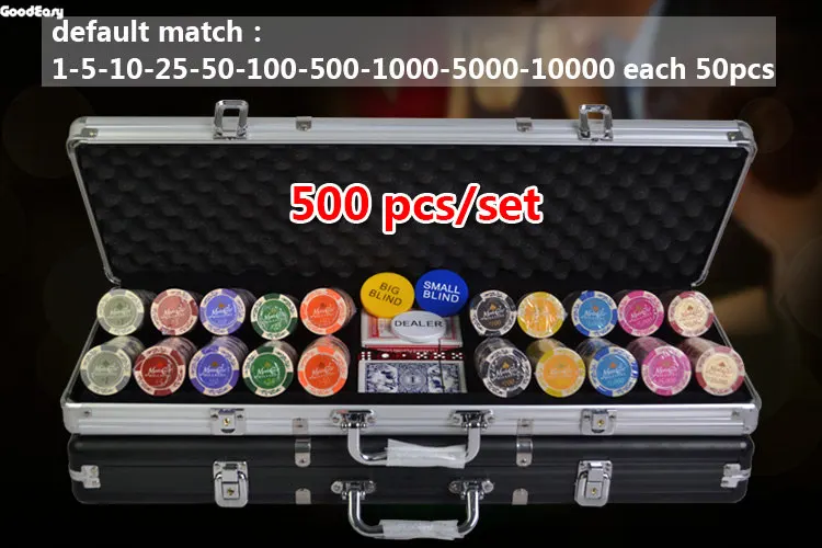 500pcs silver 100200300400500 шт./компл. Новое казино Техасский Холдем пшеницы двойной Цвет на чипах и с отделкой фишка для игры в покер с наклейкой набор с Алюминий коробка - Цвет: 500pcs silver