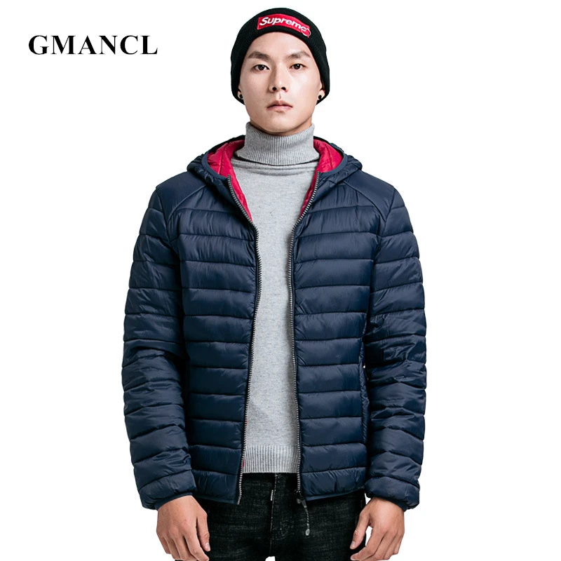 

GMANCL зимняя новая мужская теплая Свободная Повседневная ветрозащитная куртка с капюшоном высококачественная повседневная однотонная хлоп...