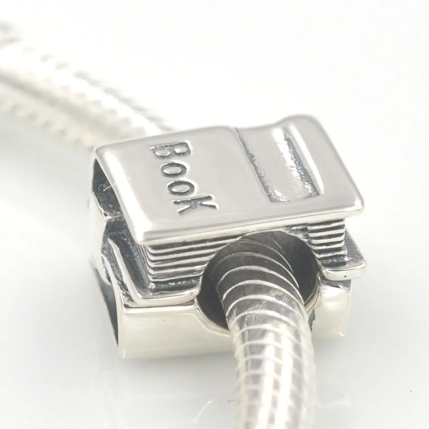 Подвеска книга из серебра 925 пробы с бусинами Подходит для Pandora Charms браслета сделай сам ювелирных