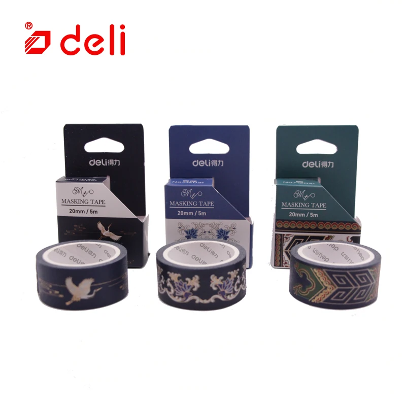 Deli Washi Tape Cyan Lotus Pigeon Palace Temperament Style Scrapbooking Paper Decor Student Stationery Office Supplies 1pcs