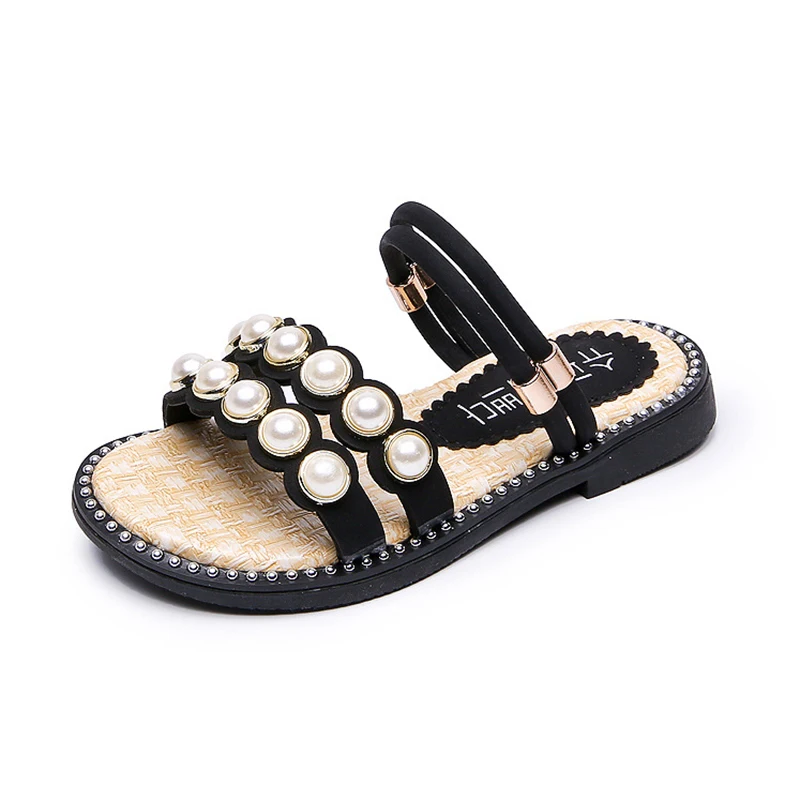 Детские пляжные сандалии с жемчугом летняя нескользящая обувь на резиновой