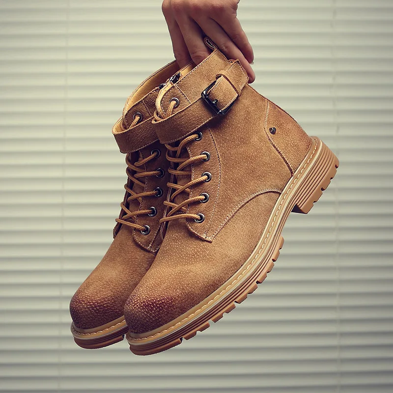 Autumn Martin Boots Men's Desert Tooling Shoes Short Korean Version Of The Trend Wild High-top Retro Leather | Обувь