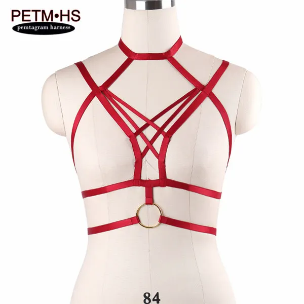 wine red O0584 Розовый, красный, ремни для тела, БДСМ, бондаж, белье, Harajuku, готический Фетиш, полный танец, Хэллоуин, топы, ремни, бюстгальтер для женщин - Цвет: wine red O0584