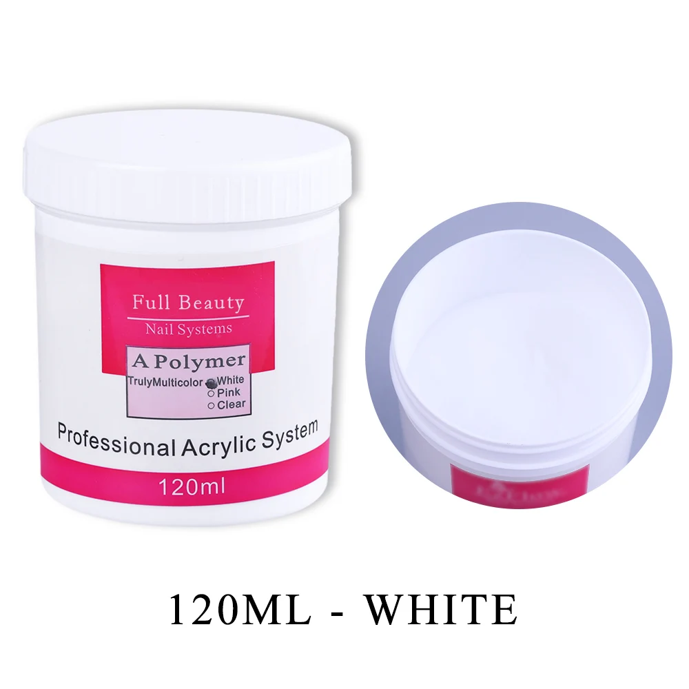 White 1 коробка акриловый порошок 3D Типсы для ногтей полигель для ногтей хрустальный порошок белый розовый прозрачный салонный маникюрный аксессуар LA789 - Цвет: White