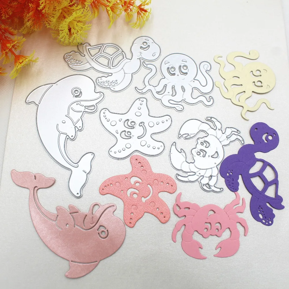 

Five Lovely Sea Creatures Metal Cutting Dies Stencils DIY Scrapbooking Decorative Craft Photo Album Embossing Folder