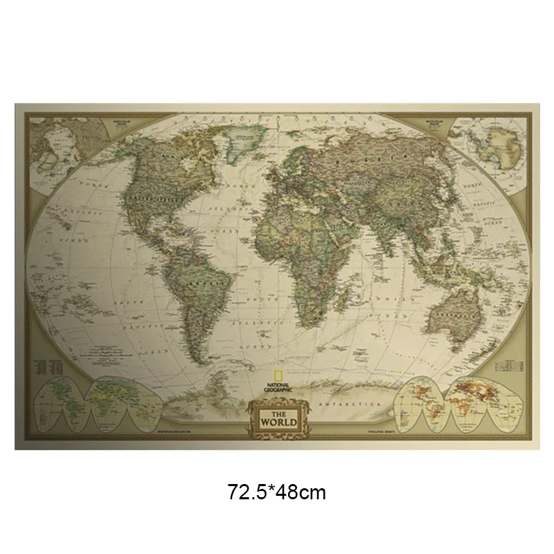 Новейшая винтажная карта мира детальный античный плакат настенная диаграмма