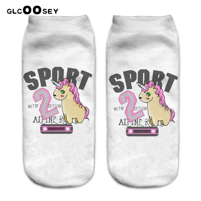Носки женские летние с 3D принтом единорога милые смешные пони в стиле Харадзюку
