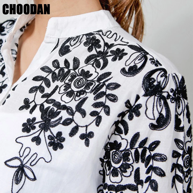 Блузка с вышивкой хлопковые бельевые женские блузки Camisas Femininas корейские топы