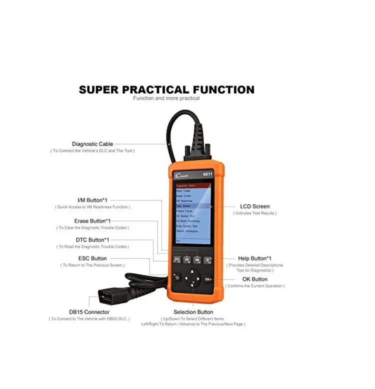 100% Оригинальный Launch CReader 6011 OBD2/диагностический сканер EOBD с ABS и SRS системой