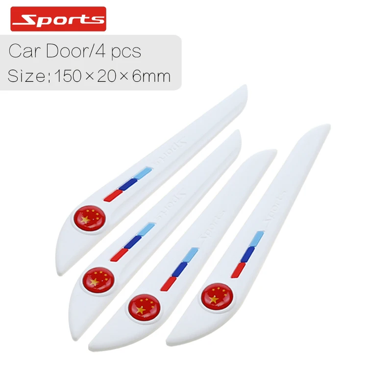 Sports-white 4pcs Автомобильная Дверь Зеркало заднего вида против столкновений полоски для укладки молдинги Защита от царапин защита края для Mazda Skoda peugeot Ford Vw - Цвет: Sports-white 4pcs