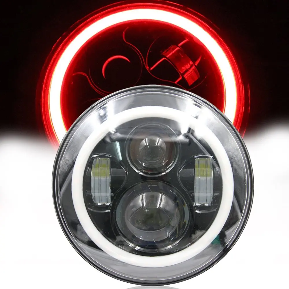 

Motorcycle Red Halo 7 Inch Led Headlight For Yamaha Royal Star Venture XVZ1300 7Inch Round DRL Headlamp For Jeep JK